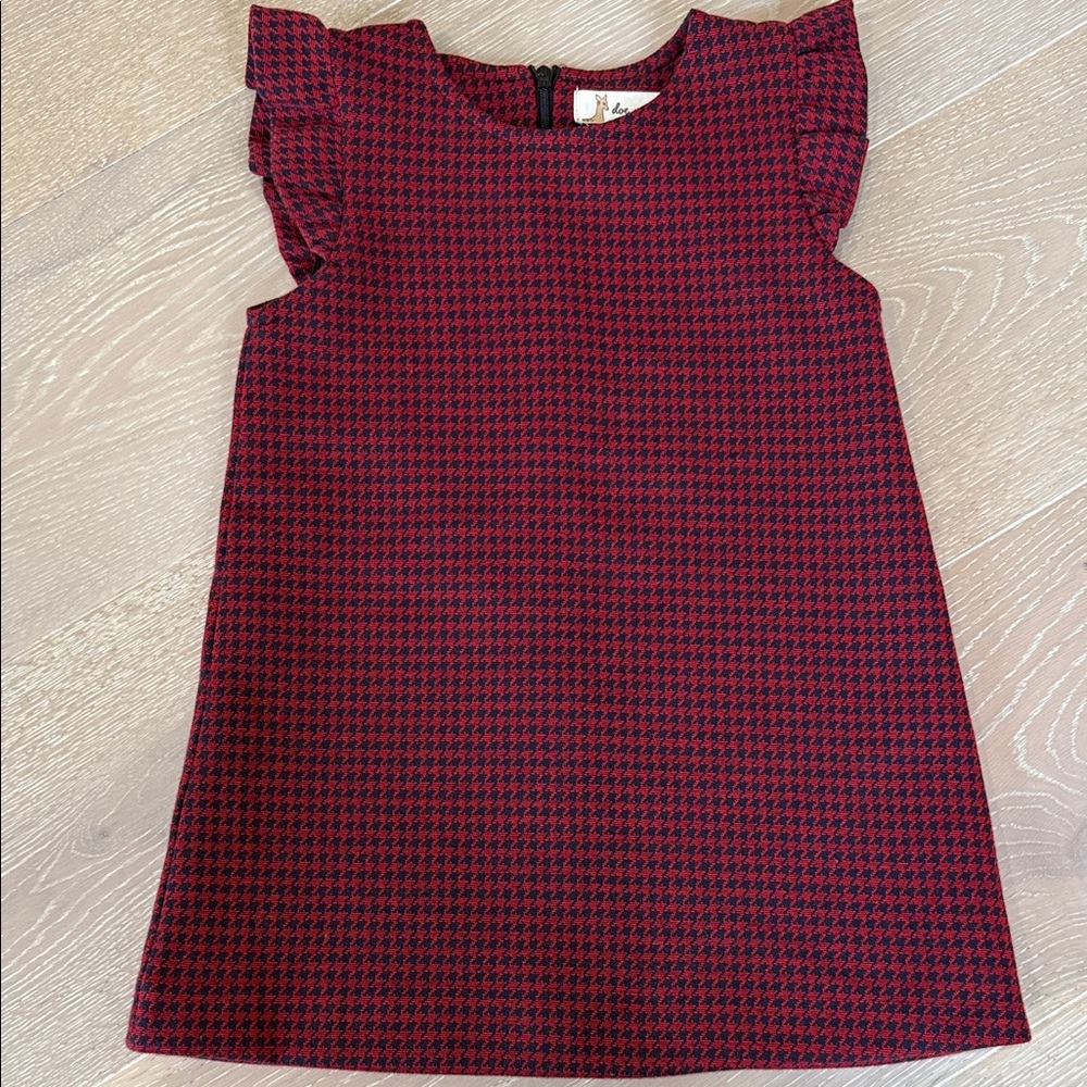 Girls' Burgundy Doe a Dear Houndstooth Dress 3T